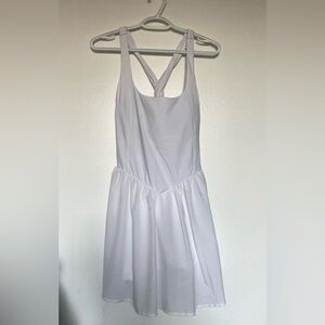 Halara white exercise mini dress with built in bra and shorts